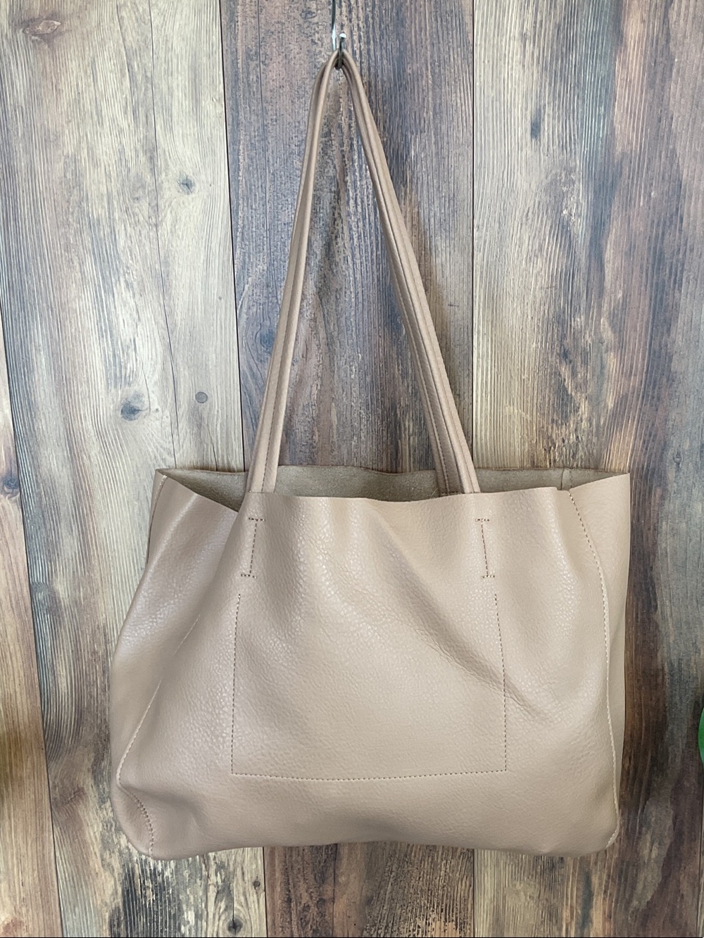 Old Navy Taupe Synthetic Leather Pebbled Tote in Neutral Tan 167J
